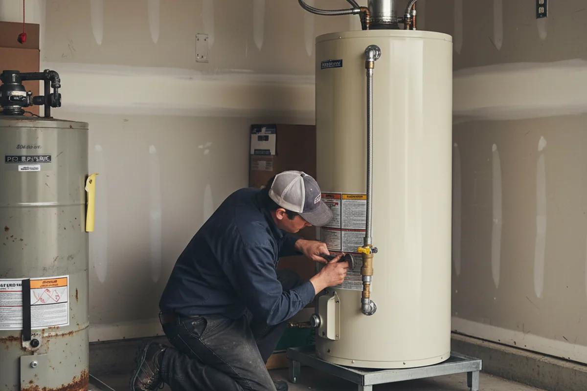 Water heater and shutoff valve replacement in Hext