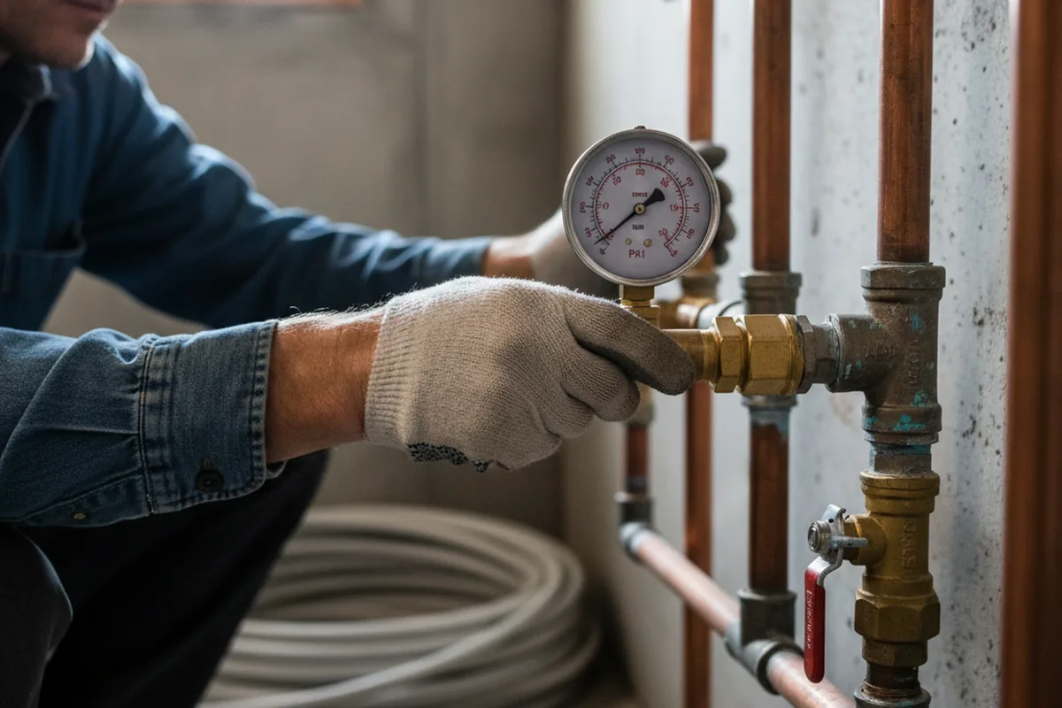 Pressure testing a repaired line during Water Line Repair in Hext